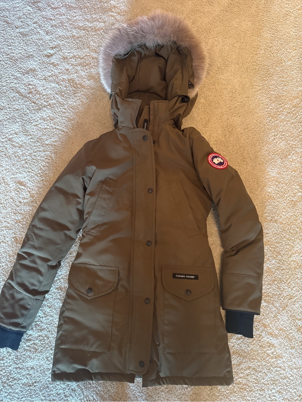 Canada Goose Olive Green Parka with Fur Trim Hood